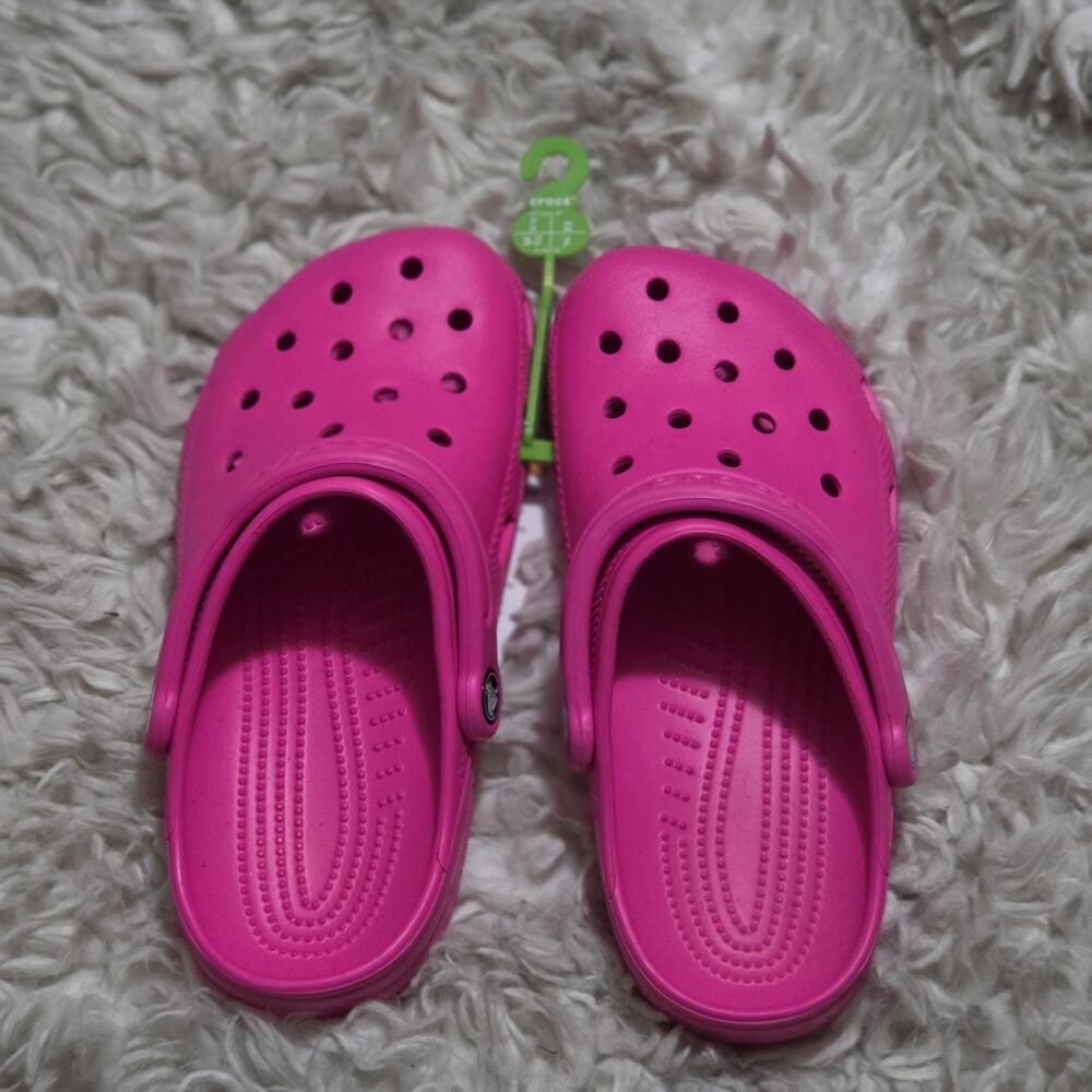 Crocs Neon Highlighter Clogs Slip On Sports Mode Pink Girls Size J4